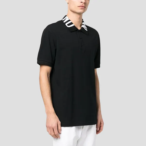 Áo Polo Nam Moschino Black With Logo Collar Printed 231ZRA160620421555 Màu Đen