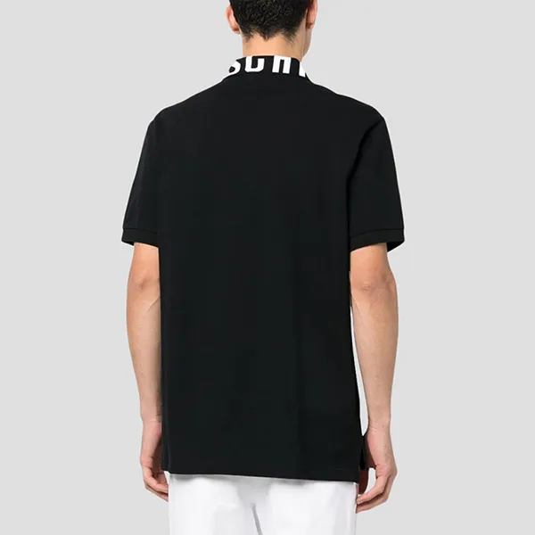 Áo Polo Nam Moschino Black With Logo Collar Printed 231ZRA160620421555 Màu Đen