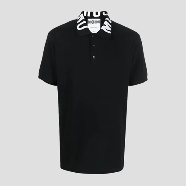 Áo Polo Nam Moschino Black With Logo Collar Printed 231ZRA160620421555 Màu Đen
