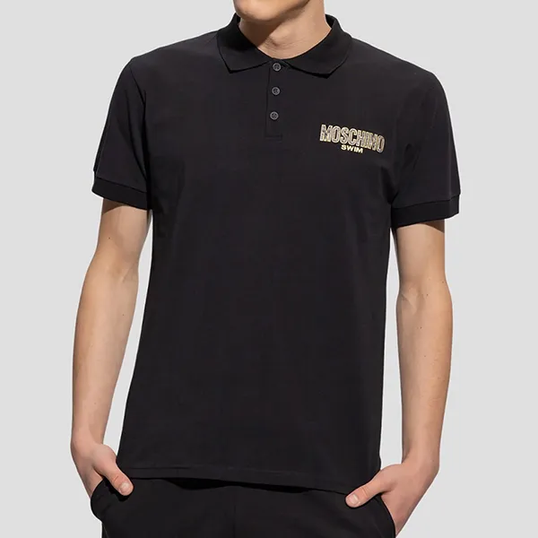 Áo Polo Nam Moschino Black With Logo Printed V3A1608 9411 0555 Màu Đen