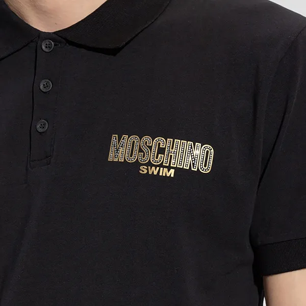 Áo Polo Nam Moschino Black With Logo Printed V3A1608 9411 0555 Màu Đen