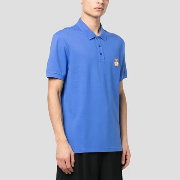 Áo Polo Nam Moschino Blue With Bear Logo Embroidered A16032042 0297 Màu Xanh