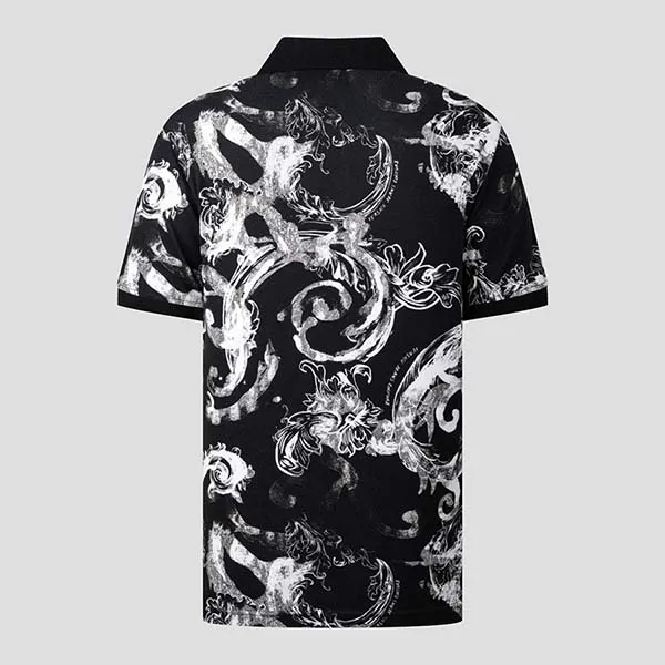 Áo Polo Nam Versace Jeans Couture Collar Polo Shirt 76GAG6S0 JS286 899 Màu Đen Họa Tiết Size XS