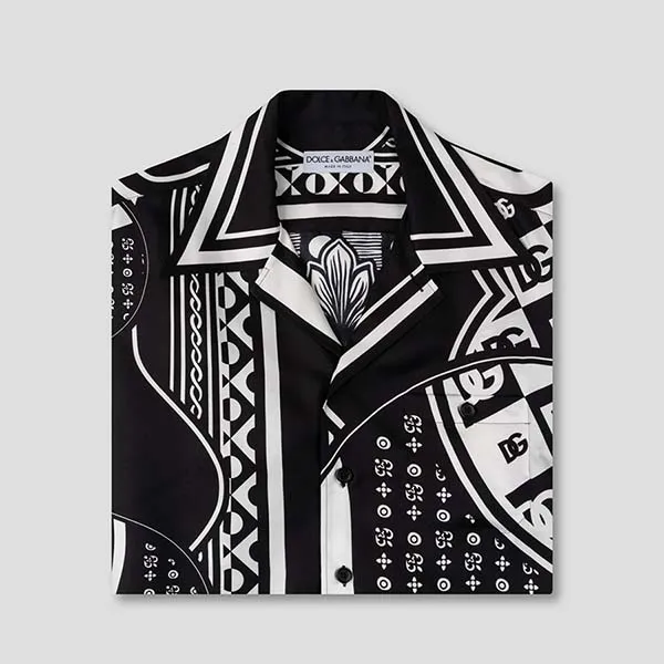 Áo Sơ Mi Nam Dolce & Gabbana D&G Geometric Print In Black/White G5JH9T HI1B3 HA3TY Màu Đen Trắng