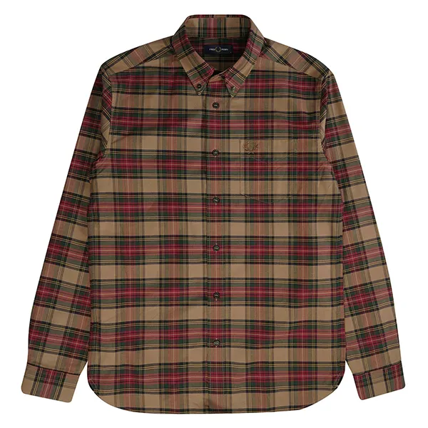 Áo Sơ Mi Nam Fred Perry Oxford Shirt In Shaded Tartan M4692 Kẻ Phối Màu Size XS