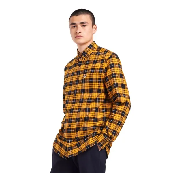 Áo Sơ Mi Nam Fred Perry Tartan Oxford Shirt Vàng Kẻ Đen Size S - Thời trang - Vua Hàng Hiệu
