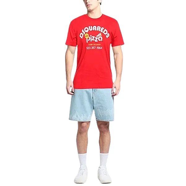 Áo Thun Nam Dsquared2 Men's Pizza TShirt In Red S74GD1055 Màu Đỏ Size M - Thời trang - Vua Hàng Hiệu