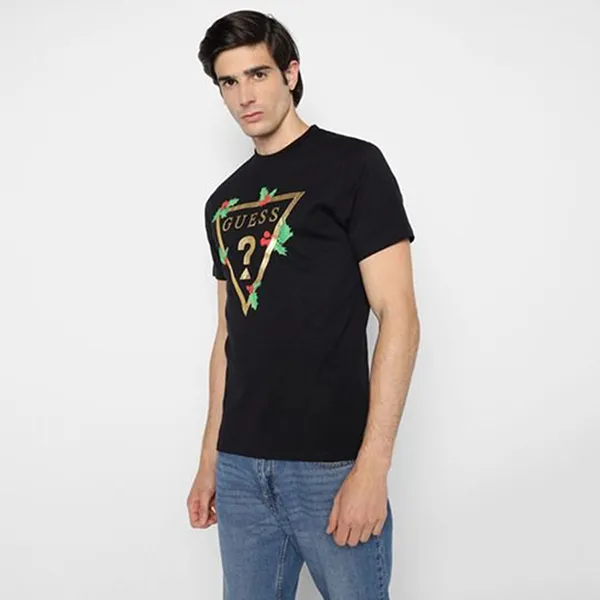Áo Thun Nam Guess Playera Negra Estampada XBRI80KAK91 Màu Đen Size XS