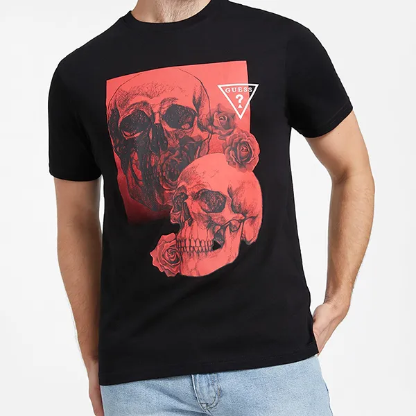 Áo Thun Nam Guess Rollan Skull Graphic Tee XBRI58KAK90 - PA05 Màu Đen Họa Tiết Size XS