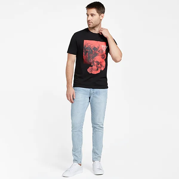Áo Thun Nam Guess Rollan Skull Graphic Tee XBRI58KAK90 - PA05 Màu Đen Họa Tiết Size XS