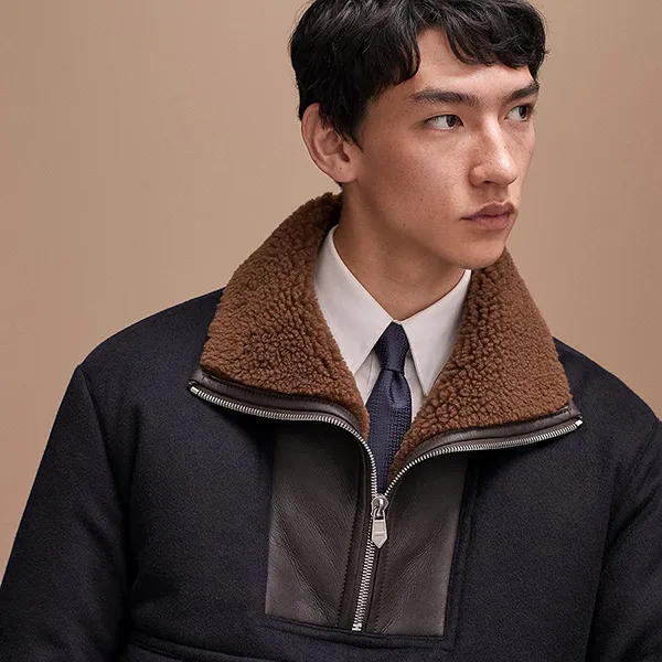 Cà Vạt Nam Hermès Faconnee Upside Down Tie H036253TV06 Màu Xanh Navy