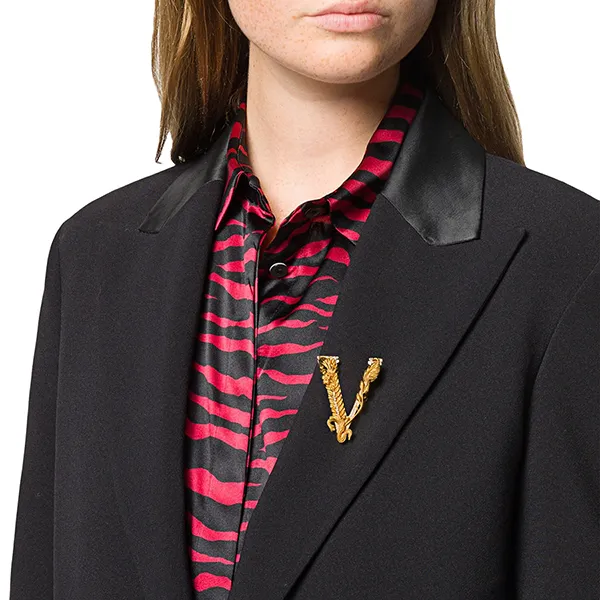 Cài Áo Nữ Versace V Leaf Logo Brooch Màu Vàng Gold - Phụ kiện - Vua Hàng Hiệu