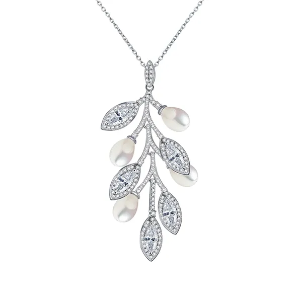 Dây Chuyền Nữ Kya Jewel Leaf Pearl N281 Màu Bạc