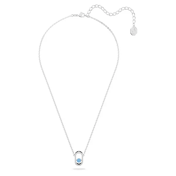 Dây Chuyền Nữ Swarovski Sparkling Dance Necklace Round Cut, Oval Shape, Blue, Rhodium Plated 5646731 Màu Xanh - 3