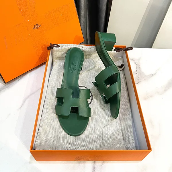 Dép Cao Gót Nữ Hermès Sandal Oasis Green Màu Xanh Lá Size 36.5 - 4