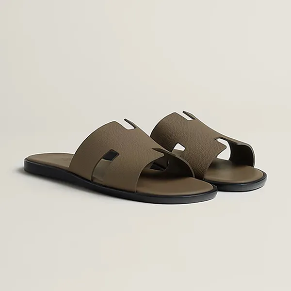 Dép Nam Hermès Izmir Epsom Taiga Etoupe Màu Nâu Size 42 - Dép - Vua Hàng Hiệu