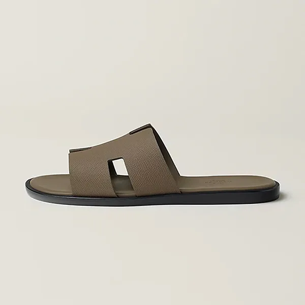 Dép Nam Hermès Izmir Epsom Taiga Etoupe Màu Nâu Size 42 - Dép - Vua Hàng Hiệu