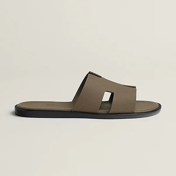Dép Nam Hermès Izmir Epsom Taiga Etoupe Màu Nâu Size 42 - Dép - Vua Hàng Hiệu