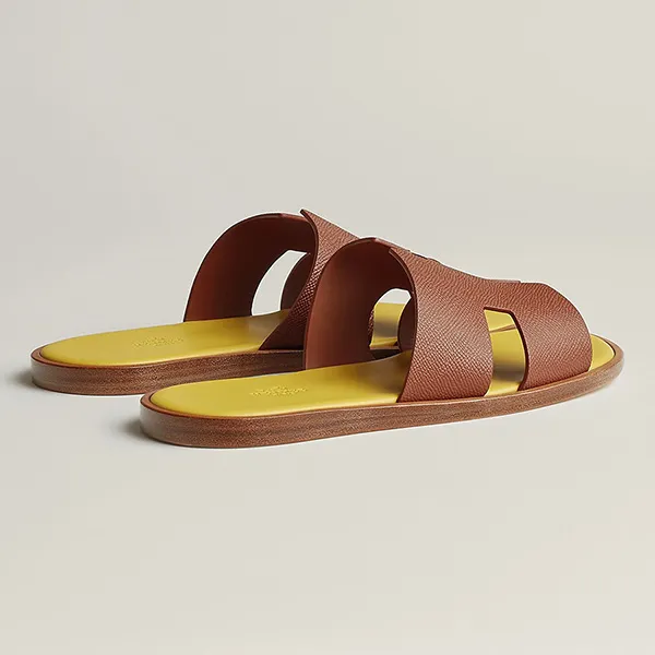 Dép Hermès Izmir Sandal H221824ZH8R400 Màu Nâu - Vàng Size 39