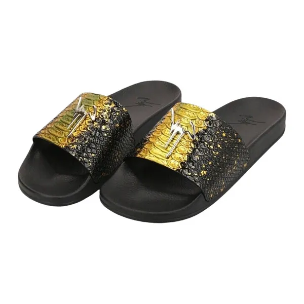 Dép Nam Giuseppe Zanotti Slide RM9006808102 Màu Đen - Vàng Size 40 - Dép - Vua Hàng Hiệu