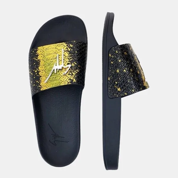 Dép Nam Giuseppe Zanotti Slide RM9006808102 Màu Đen - Vàng Size 40 - Dép - Vua Hàng Hiệu