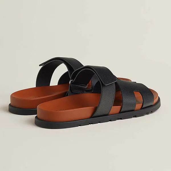 Dép Nam Hermès Chypre Sandal Noir / Naturel Màu Nâu Đen Size 39.5 - Dép - Vua Hàng Hiệu