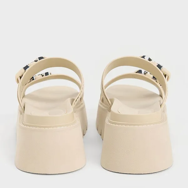 Dép Nữ Charles & Keith CNK Laine Metallic Buckle Flatform Round Toe Sandal Beige 70381040 Màu Be Size 37 - Dép - Vua Hàng Hiệu