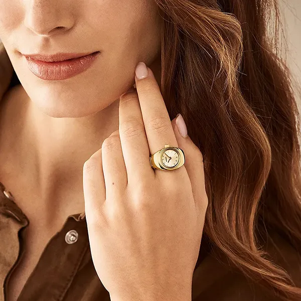 Đồng Hồ Dạng Nhẫn Nữ Fossil Watch Ring Two-Hand Stainless Steel ES5246 Màu Vàng Gold