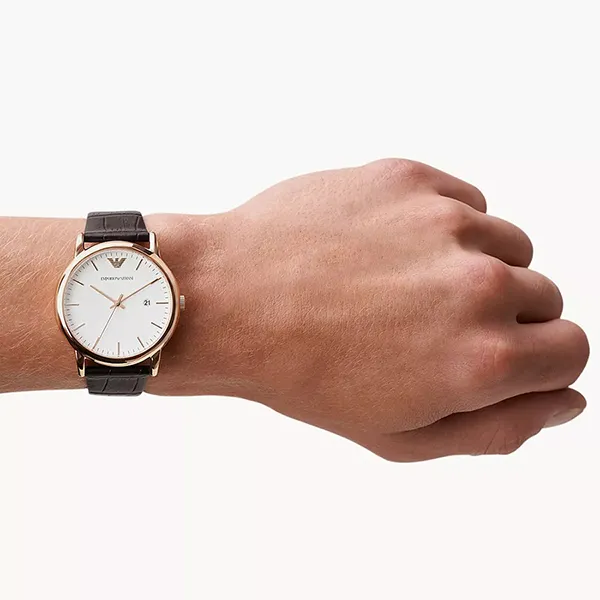 Đồng Hồ Nam Emporio Armani Date Brown Leather Watch AR2502 Màu Nâu Đậm