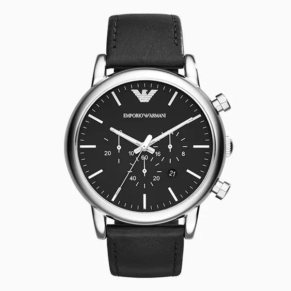 Đồng Hồ Nam Emporio Armani Luigi Chronograph Black Leather Watch AR1828 Màu Đen Bạc