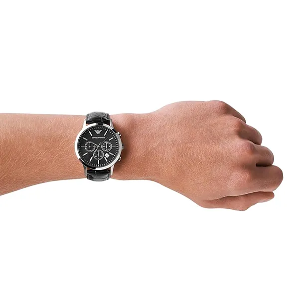 Đồng Hồ Nam Emporio Armani Men's Black Leather Watch AR2447 Màu Đen