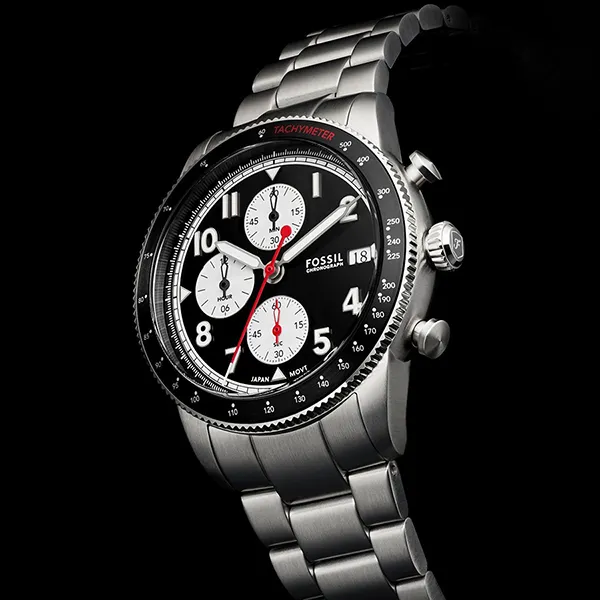 Đồng Hồ Nam Fossil Sport Tourer FS6045 Chronograph Màu Bạc Đen