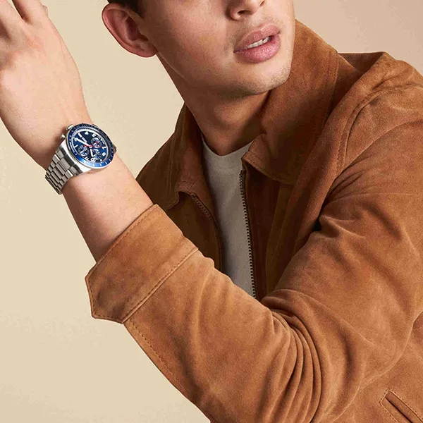 Đồng Hồ Nam Fossil Sport Tourer FS6047 Chronograph 42mm Màu Bạc Xanh