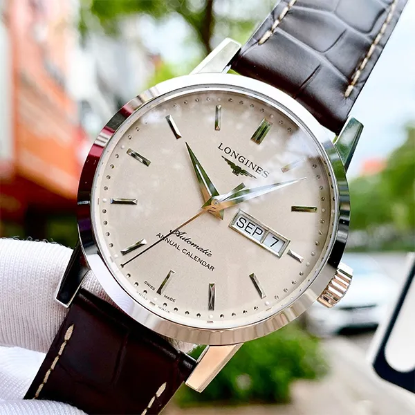 Đồng Hồ Nam Longines Annual Calendar L4.827.4.92.2 Màu Nâu Bạc