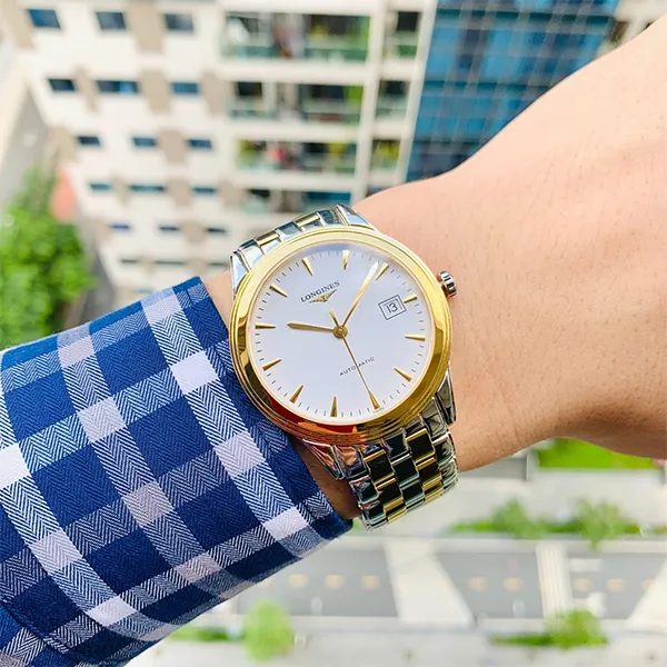 Đồng Hồ Nam Longines Flagship Demi Gold L4.774.3.22.7 Màu Bạc Vàng - Đồng hồ - Vua Hàng Hiệu