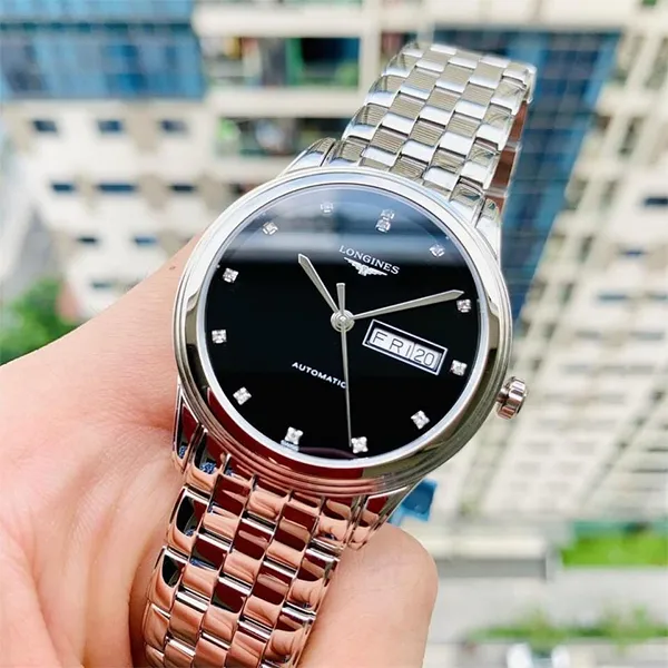 Đồng Hồ Nam Longines Flagship L4.899.4.57.6 Màu Bạc Đen