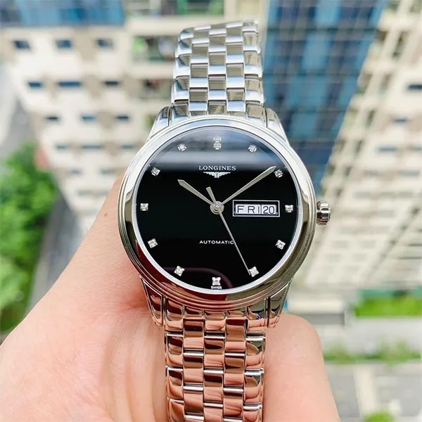 Đồng Hồ Nam Longines Flagship L4.899.4.57.6 Màu Bạc Đen