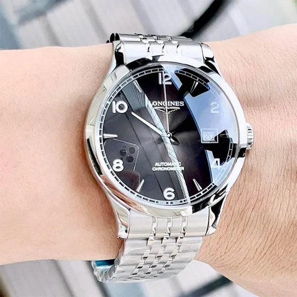 Đồng Hồ Nam Longines Record L2.820.4.56.6 Màu Bạc Đen - Đồng hồ - Vua Hàng Hiệu