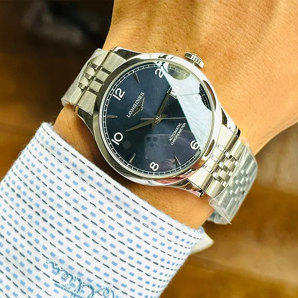 Đồng Hồ Nam Longines Record L2.820.4.96.6 Màu Xanh Bạc