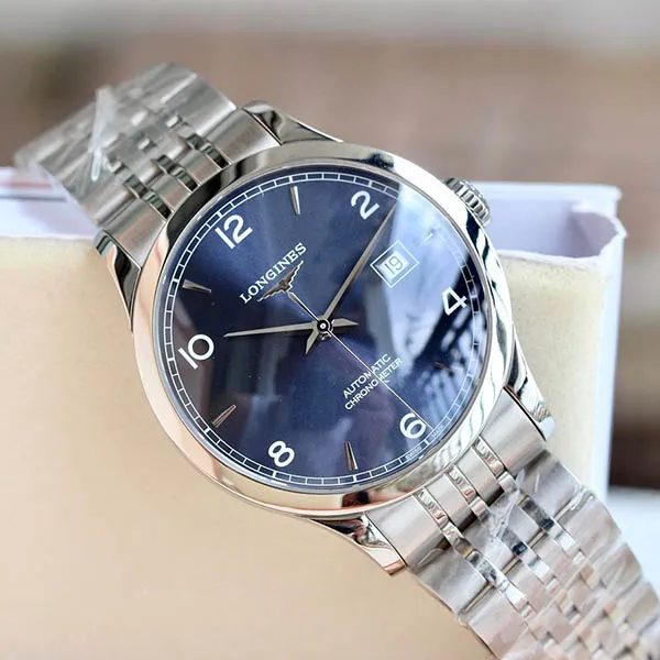 Đồng Hồ Nam Longines Record L2.821.4.96.6 Màu Xanh Bạc