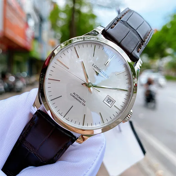 Đồng Hồ Nam Longines Record Watch L2.820.4.72.2 Màu Nâu Bạc - Đồng hồ - Vua Hàng Hiệu