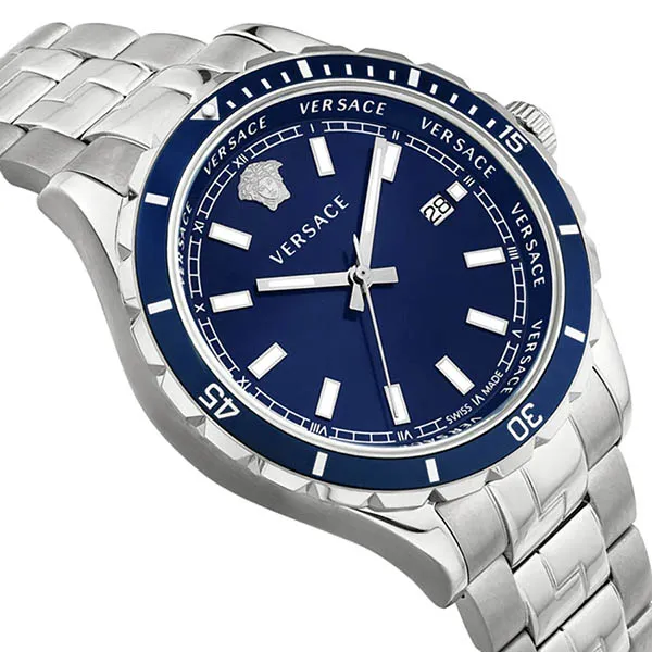 Đồng Hồ Nam Versace VE3A00922 Hellenyium Blue Silver Stainless Steel Màu Xanh Bạc