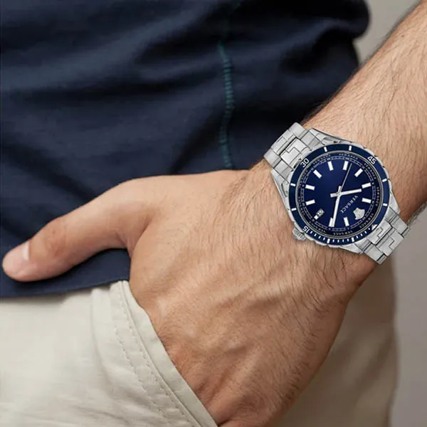 Đồng Hồ Nam Versace VE3A00922 Hellenyium Blue Silver Stainless Steel Màu Xanh Bạc