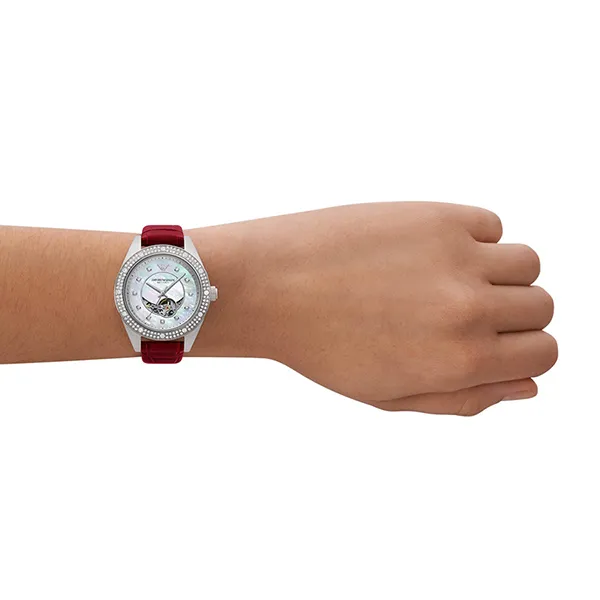 Đồng Hồ Nữ Emporio Armani Automatic Red Leather Watch AR60075 Màu Đỏ - Đồng hồ - Vua Hàng Hiệu