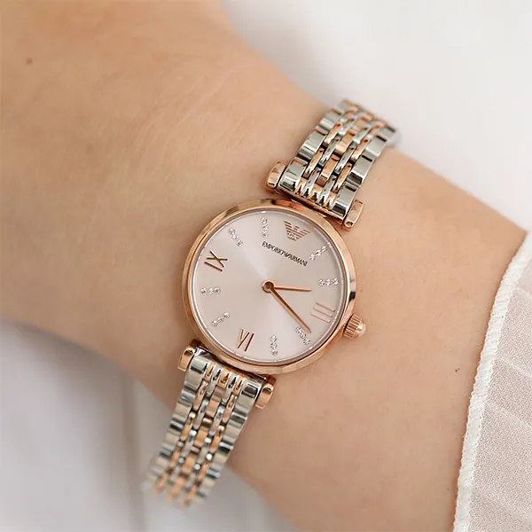 Đồng Hồ Nữ Emporio Armani Gianni T-Bar AR11223 Màu Bạc Vàng Hồng