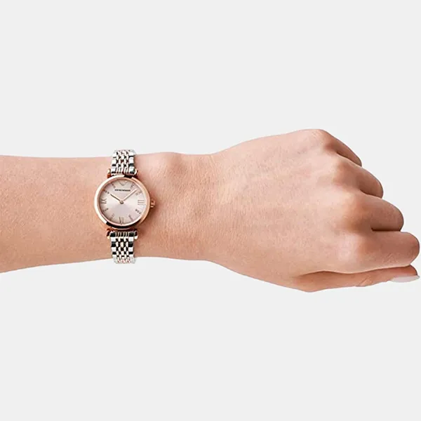Đồng Hồ Nữ Emporio Armani Gianni T-Bar AR11223 Màu Bạc Vàng Hồng