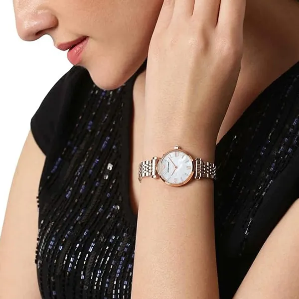 Đồng Hồ Nữ Emporio Armani Gianni T-Bar AR11316 Màu Vàng Hồng