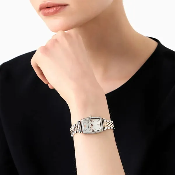 Đồng Hồ Nữ Emporio Armani Gianni T-Bar AR11519 Màu Bạc Vàng Hồng