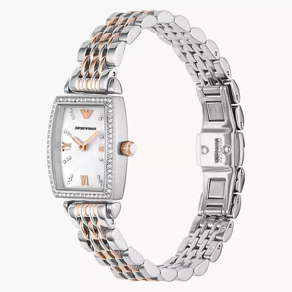 Đồng Hồ Nữ Emporio Armani Gianni T-Bar AR11519 Màu Bạc Vàng Hồng