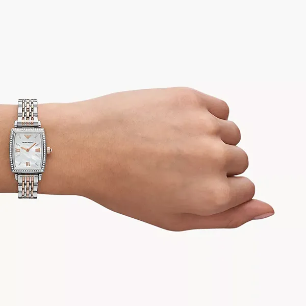 Đồng Hồ Nữ Emporio Armani Gianni T-Bar AR11519 Màu Bạc Vàng Hồng